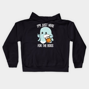 Ghost - I'm Just Here For The Boos - Halloween Ghost Beer Pun Kids Hoodie